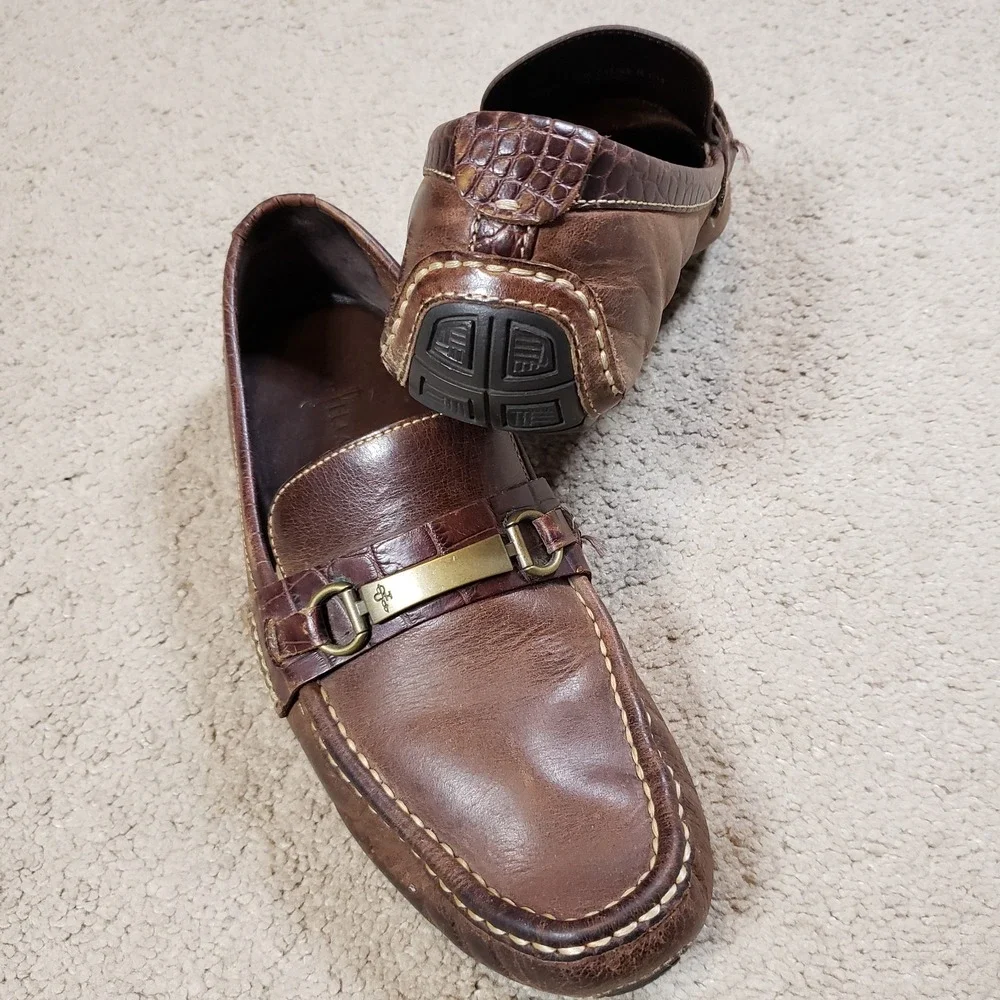 COLE HAAN Mens Shoes Size 10.5M Brown Leather Driving Moccasin Loafers Horse Bit